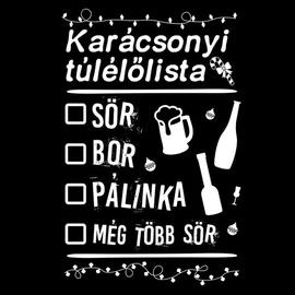Karácsonyi túlélőlista férfi póló (fekete)