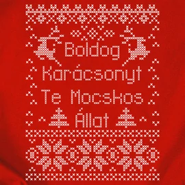 Boldog Karácsonyt Te Mocskos Állat női póló (piros)