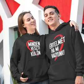 Minden értelmét veszti páros kapucnis pulóver (Fekete)