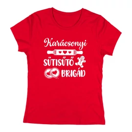Karácsonyi sütisütő brigád  női póló (piros)