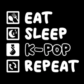 EAT SLEEP K-POP REPEAT PÓLÓ (fekete)