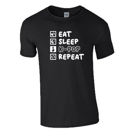 EAT SLEEP K-POP REPEAT PÓLÓ (fekete)