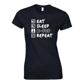 EAT SLEEP K-POP REPEAT (Fekete)