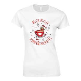 BOLDOG KARÁCSONYT MÉZESKALÁCS NŐI PÓLÓ (Fehér)