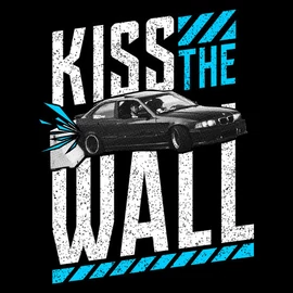 KISS THE WALL férfi póló (sötétkék)