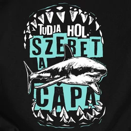 "Tudja hol...szeret a cápa" férfi póló (fekete)