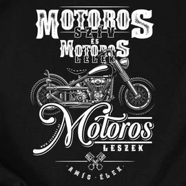 Motoros szív Vintage férfi póló (fekete)