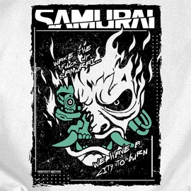 Samurai (Cyberpunk) férfi póló (Fehér)