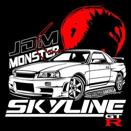 JDM Monster (Skyline) póló (Fekete)