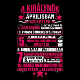 A Királynők - Szülinapos női póló (Fekete)