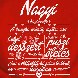 Nagyi házirendje női póló (Piros)