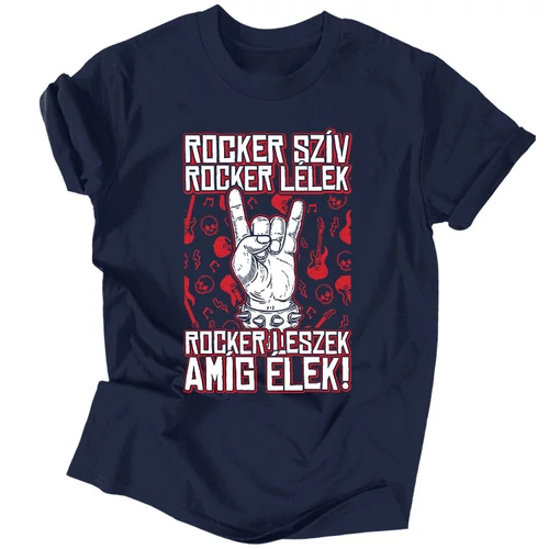 Rocker leszek amíg élek férfi póló (Sötétkék)
