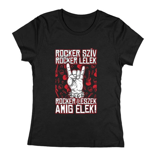 Rocker leszek amíg élek női póló (Fekete)