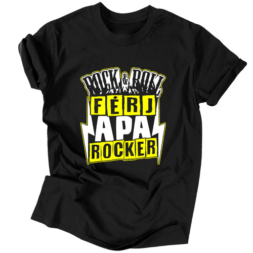 Rock &amp; Roll Apa férfi póló (Fekete) 