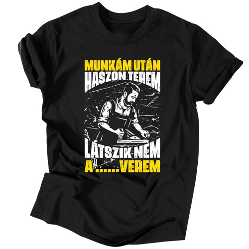 Munkám után... asztalos férfi póló (Fekete)