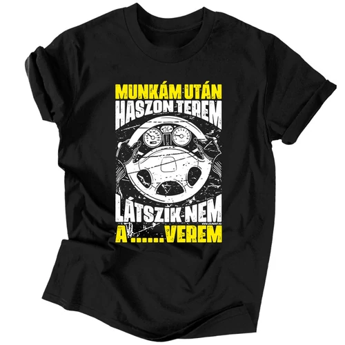 Munkám után... sofőr férfi póló (Fekete)