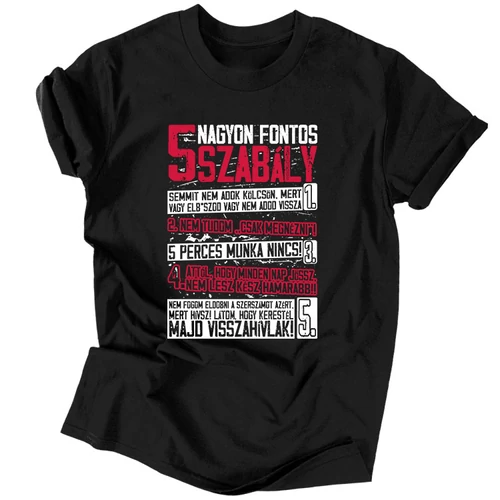  5 fontos szabály férfi póló (Fekete)