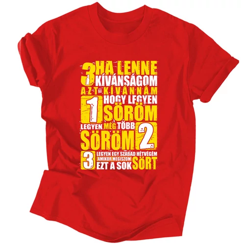 3 kívánság férfi póló (Piros)