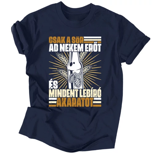 Sör ad erőt férfi póló (Sötétkék)