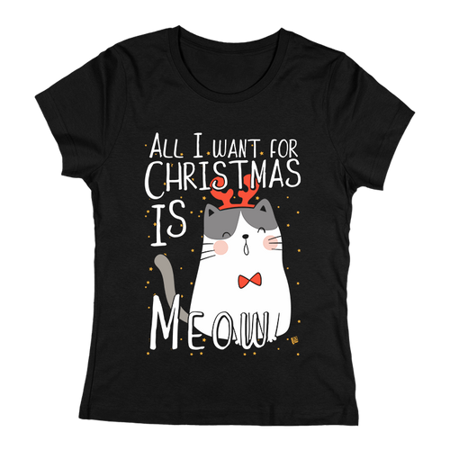 Christmas is meow női póló (Fekete)
