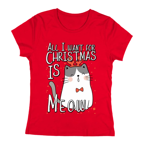 Christmas is meow női póló (Piros)