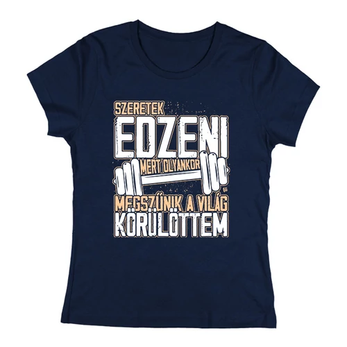 Szeretek edzeni női póló (Sötétkék)