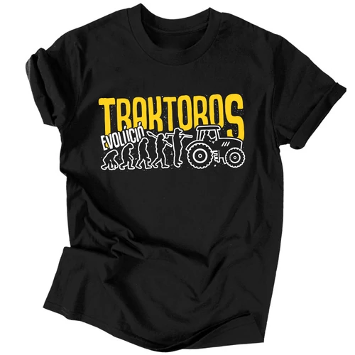 Traktoros evolúció  férfi póló (Fekete)