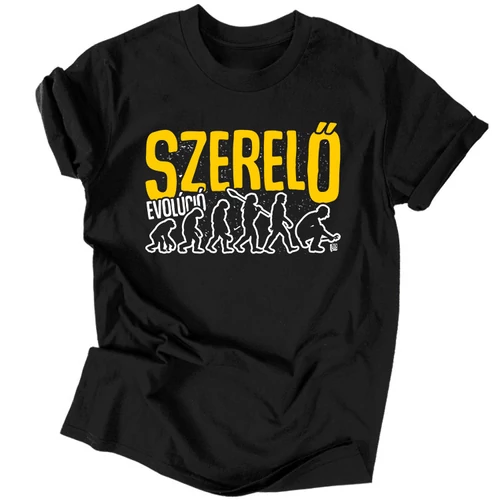 Szerelő evolúció  férfi póló (Fekete)