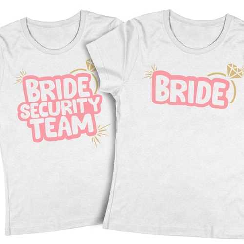 BRIDE SECURITY TEAM - lánybúcsús póló szett (fehér)