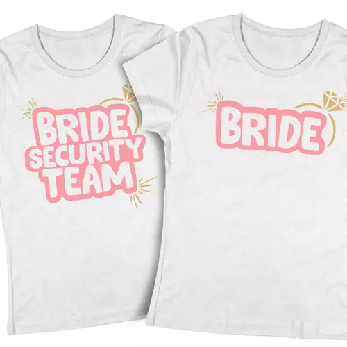 BRIDE SECURITY TEAM - lánybúcsús póló szett (fehér)