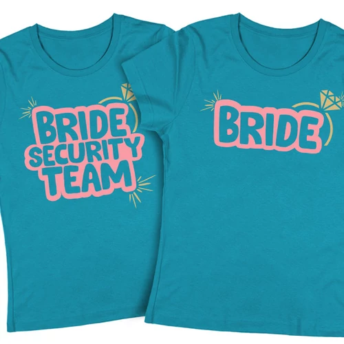 BRIDE SECURITY TEAM - lánybúcsús póló szett (türkiz)
