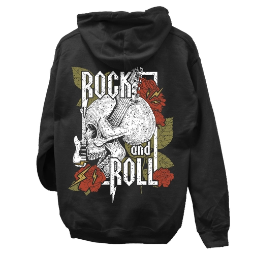 Rock'n'Roll kapucnis pulóver (Fekete)