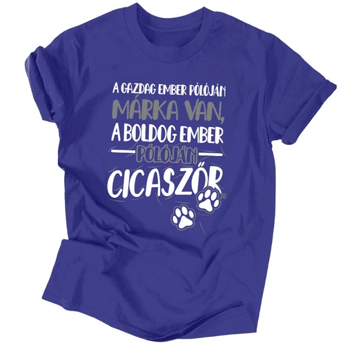 A boldog ember cicaszőrös férfi póló (Királykék)