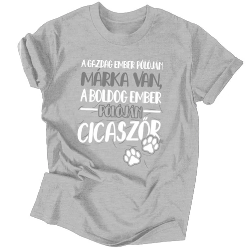 A boldog ember cicaszőrös férfi póló (Szürke)