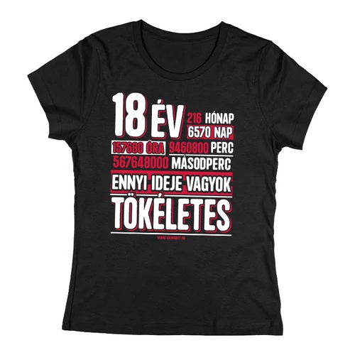 Ennyi ideje vagyok tökéletes női póló (Fekete)