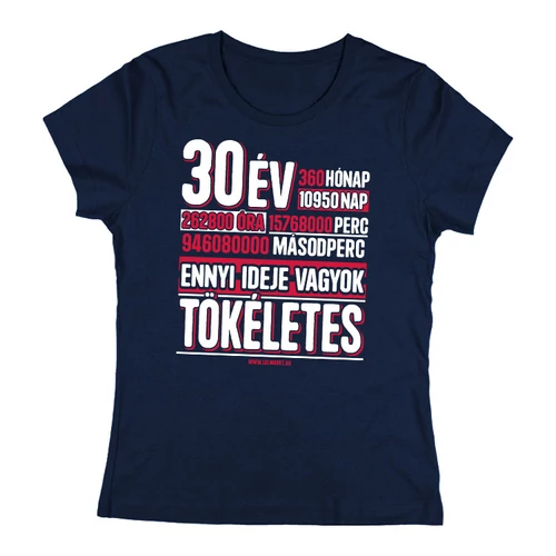 Ennyi ideje vagyok tökéletes női póló előnézeti kép (Sötétkék_b)