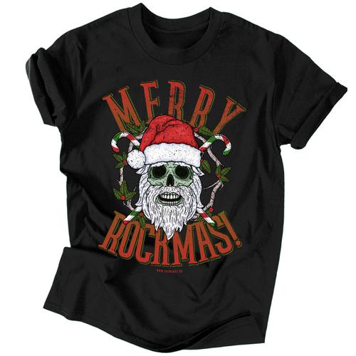 Merry Rockmas férfi póló (Fekete)