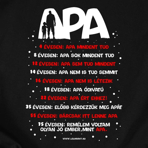 Apa mindent tud férfi póló (B_Fekete)