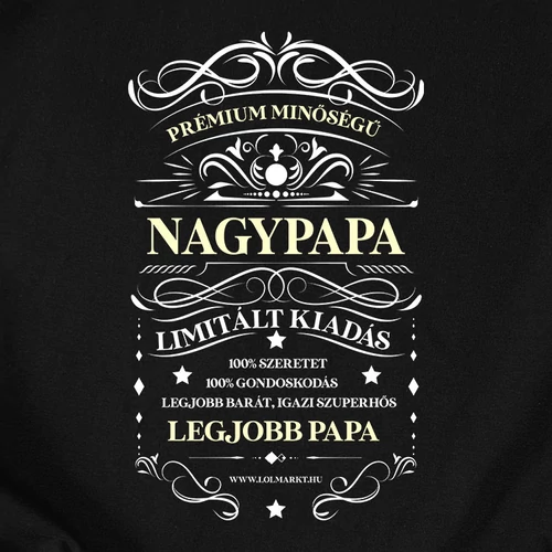Prémium minőségű Nagypapa férfi póló (B_Fekete)
