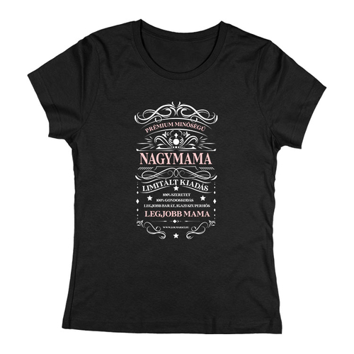 Prémium minőségű Nagymama női póló (Fekete)