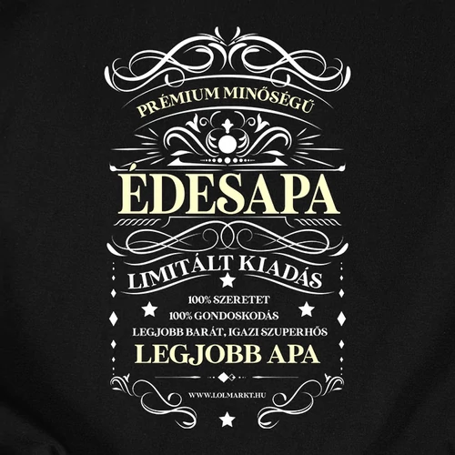 Prémium minőségű Apa férfi póló (B_Fekete)