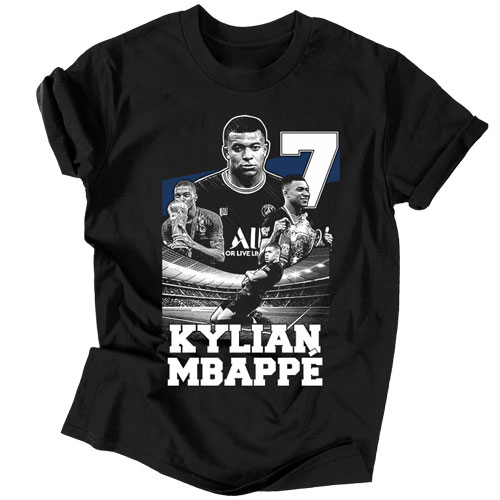 Kylian Mbappé szurkolói férfi póló (Fekete)