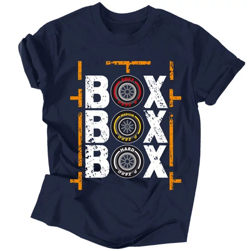 Box Box Box férfi póló (Sötétkék)
