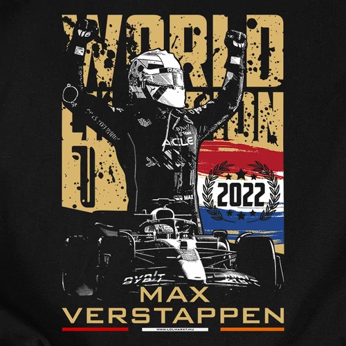 Max Verstappen World Champion kapucnis pulóver  (B_Fekete)