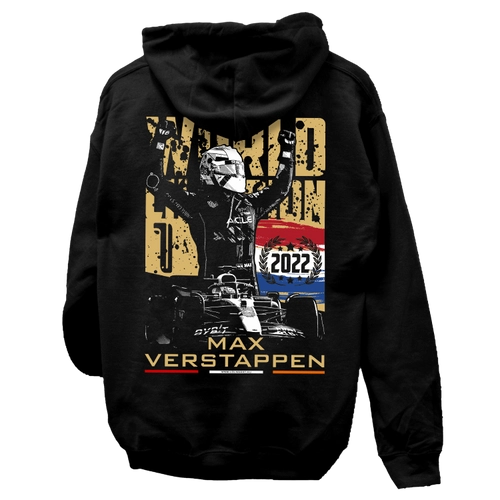 Max Verstappen World Champion kapucnis pulóver (Fekete)