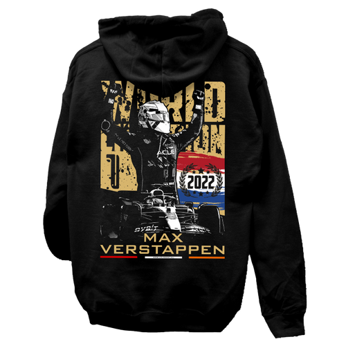 Max Verstappen World Champion kapucnis pulóver (Fekete)