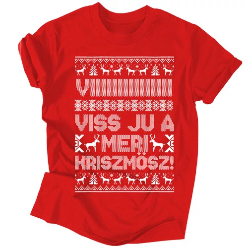 Vi viss ju a meri kriszmösz férfi póló (Piros)