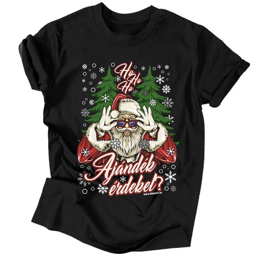 Ho Ho Ho Ajándék érdekel? férfi póló (Fekete)