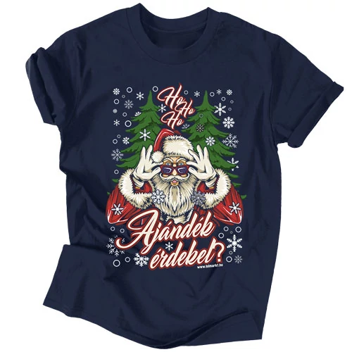 Ho Ho Ho Ajándék érdekel? férfi póló (Sötétkék)