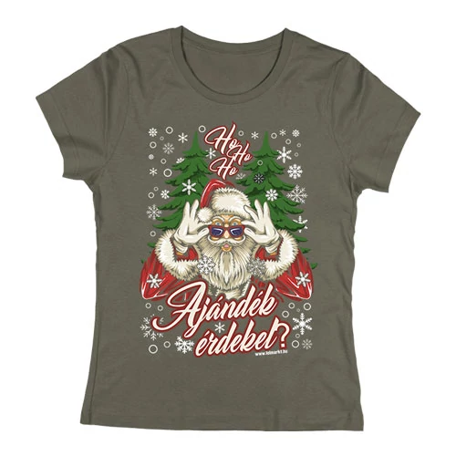 Ho Ho Ho Ajándék érdekel? női póló (Grafit)